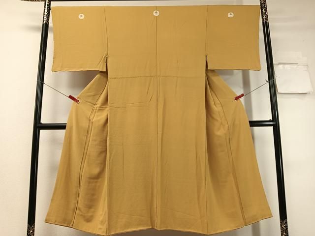 平和屋着物●男性　色紋付　黄朽葉色　正絹　逸品　CABC9999vp