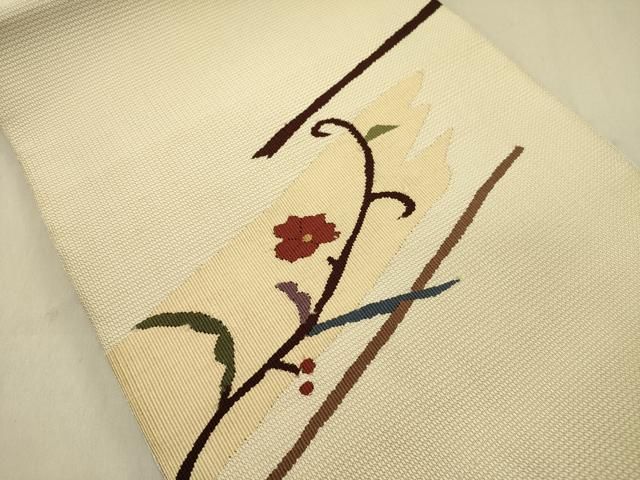 平和屋着物○八寸名古屋帯 すくい織 草花 正絹 逸品 DABD0053op 【公式