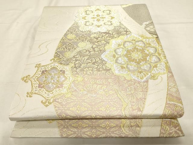 平和屋着物▽六通柄袋帯 彩取逸品集 金銀糸 正絹 逸品 CABC8680dy