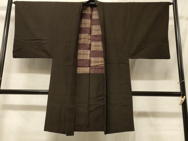 正絹 逸品 長羽織 紬 平和屋着物○男性 日本購入 CABD0326ut 青藍色