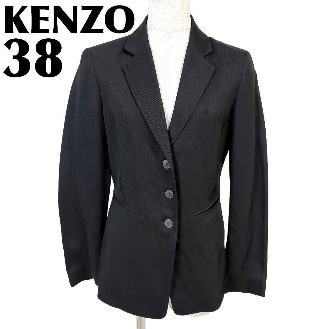 美品】 KENZO テーラードジャケット 3ボタン 38 ブラック 麻混 - メルカリ