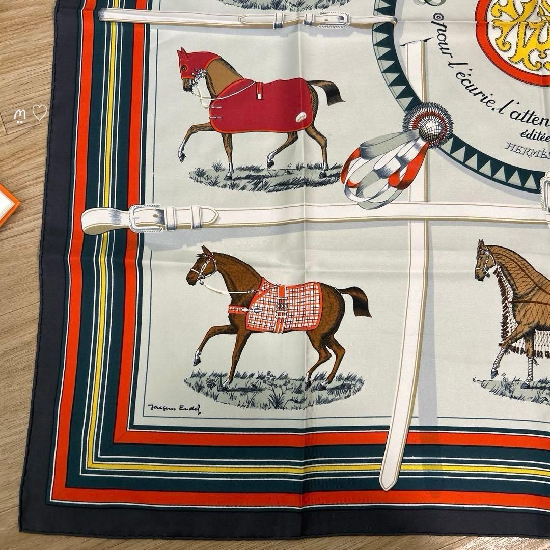 HERMESエルメス カレ90 馬着 シルクスカーフ グレージュ ホース