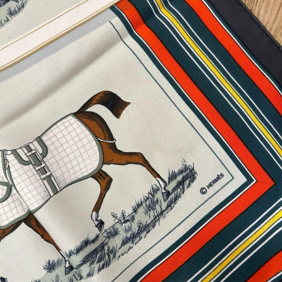 HERMESエルメス カレ90 馬着 シルクスカーフ グレージュ ホース
