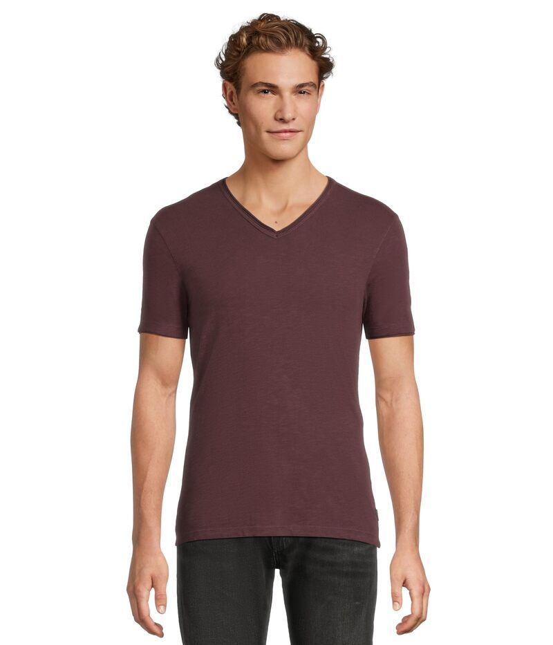 ジョンバルベイトス メンズ トップス シャツ Vネック John Varvatos Miles VNeck K3595W25 Plum プラム