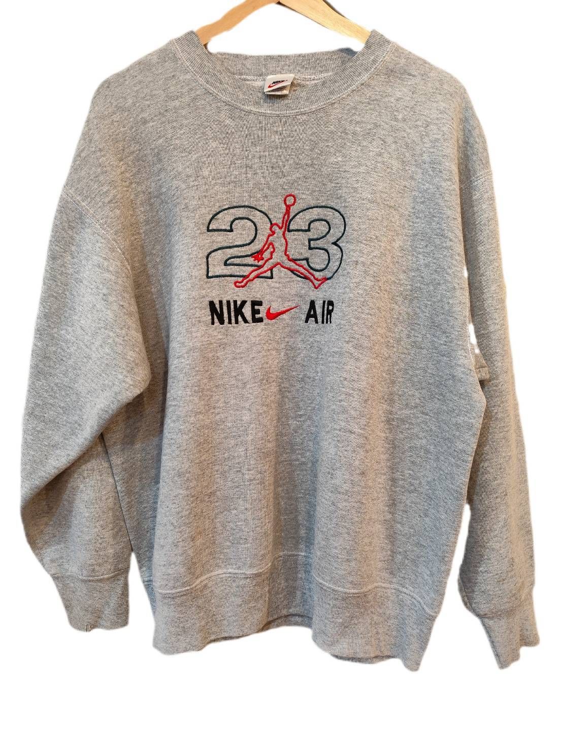 NIKE 刺繍スウェット size:L グレー 銀タグ 90s JORDAN MADE IN USA 袖