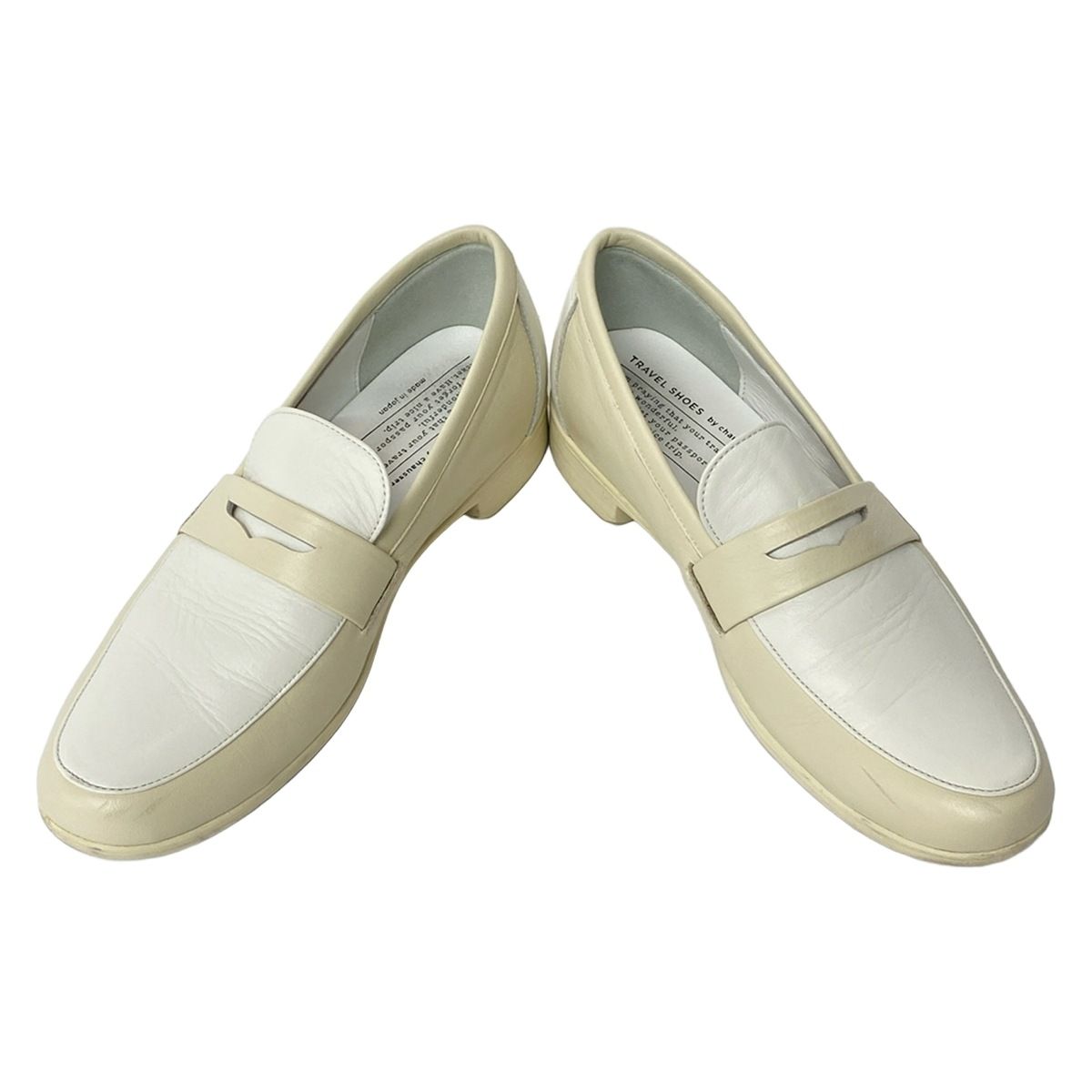 chausser(ショセ) ローファー 36 レディース - ベージュ×白 TRAVEL 