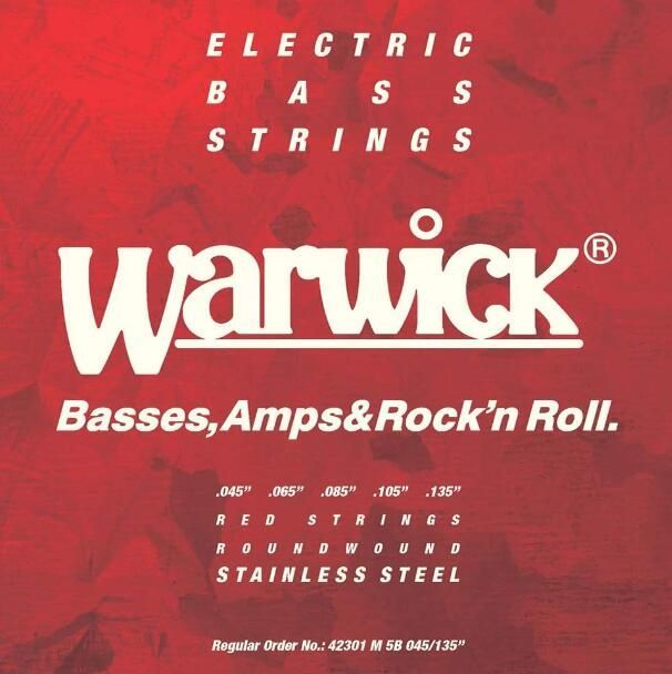 【中古-非常に良い】 WARWICK ワーウィック エレキベース弦 5弦セットステンレス 42301 RED Strings Medium Low B 045 135