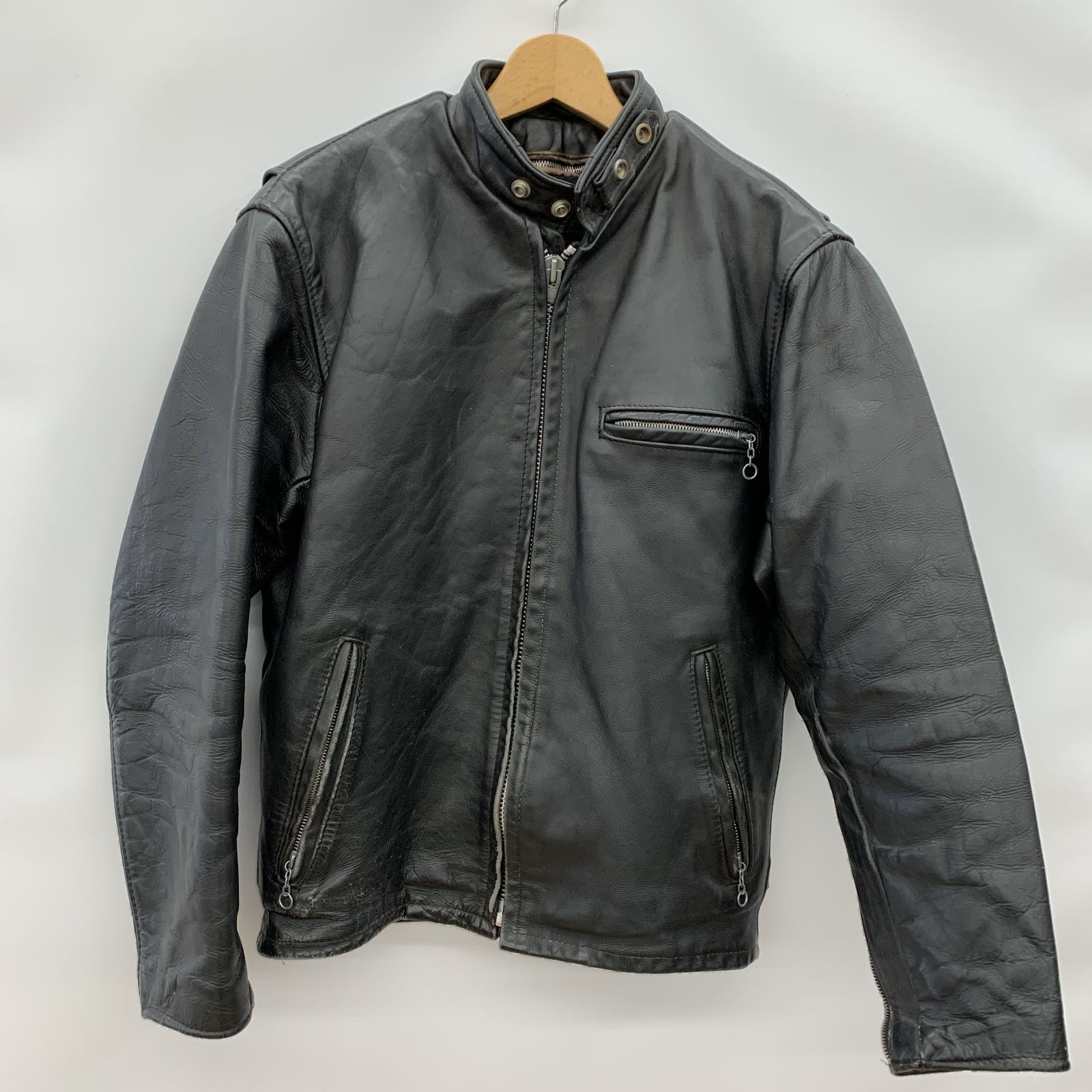 Schott 黒レザーシングルライダースジャケット　ボアライナー付き　38 Schott ショット シングルライダースジャケット Lot.2291 レザー