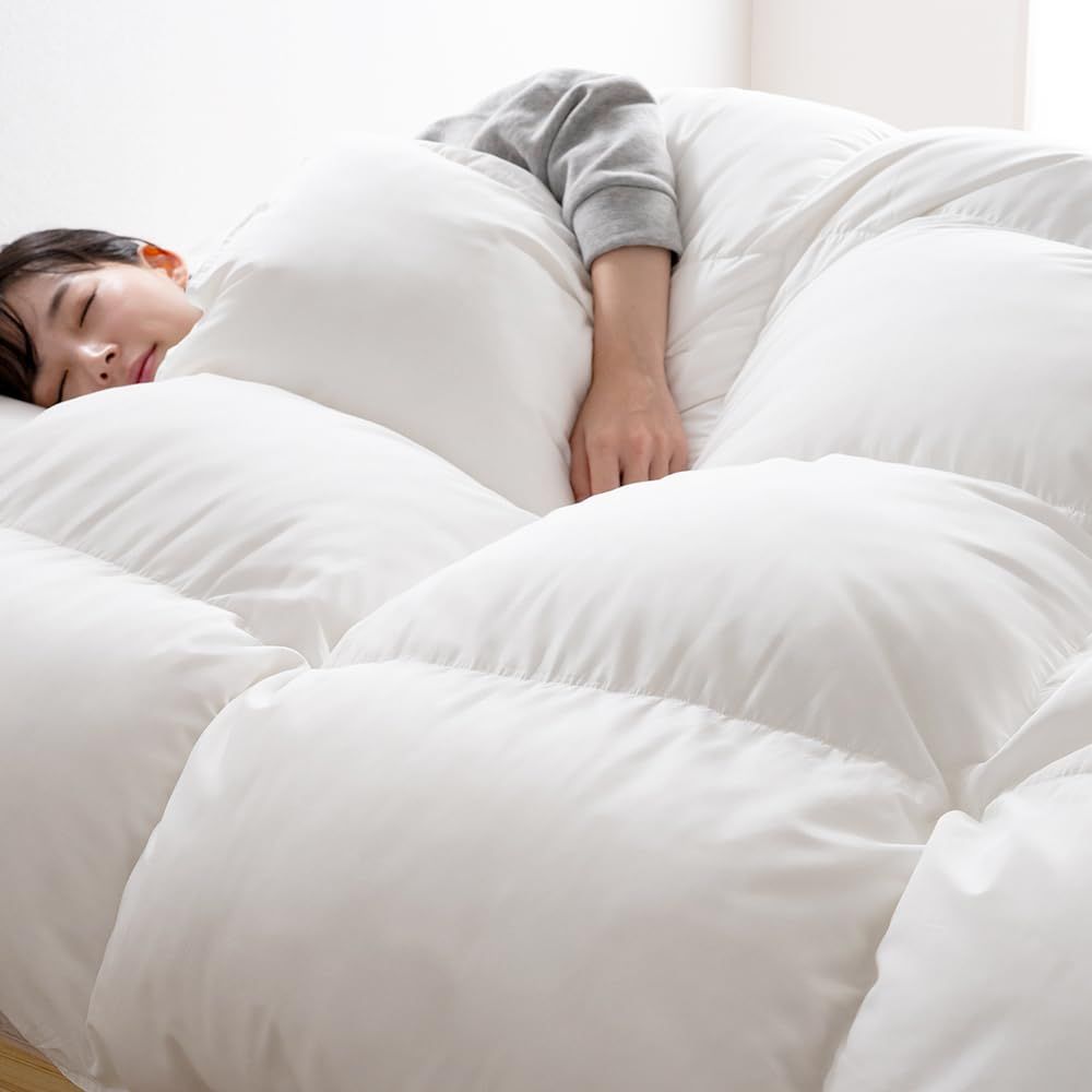 アイリスオーヤマ 羽毛布団 ホワイトダックダウン90% ダブル 立体キルト加工 ピーチスキン 保温性 掛け布団 KKF-WD901-DL アイボリー
