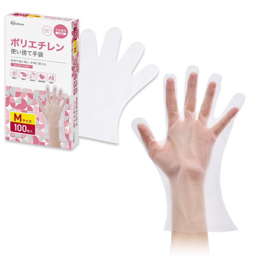 アイリスオーヤマ] ポリエチレン手袋 Mサイズ 100枚 使い捨て RCPE
