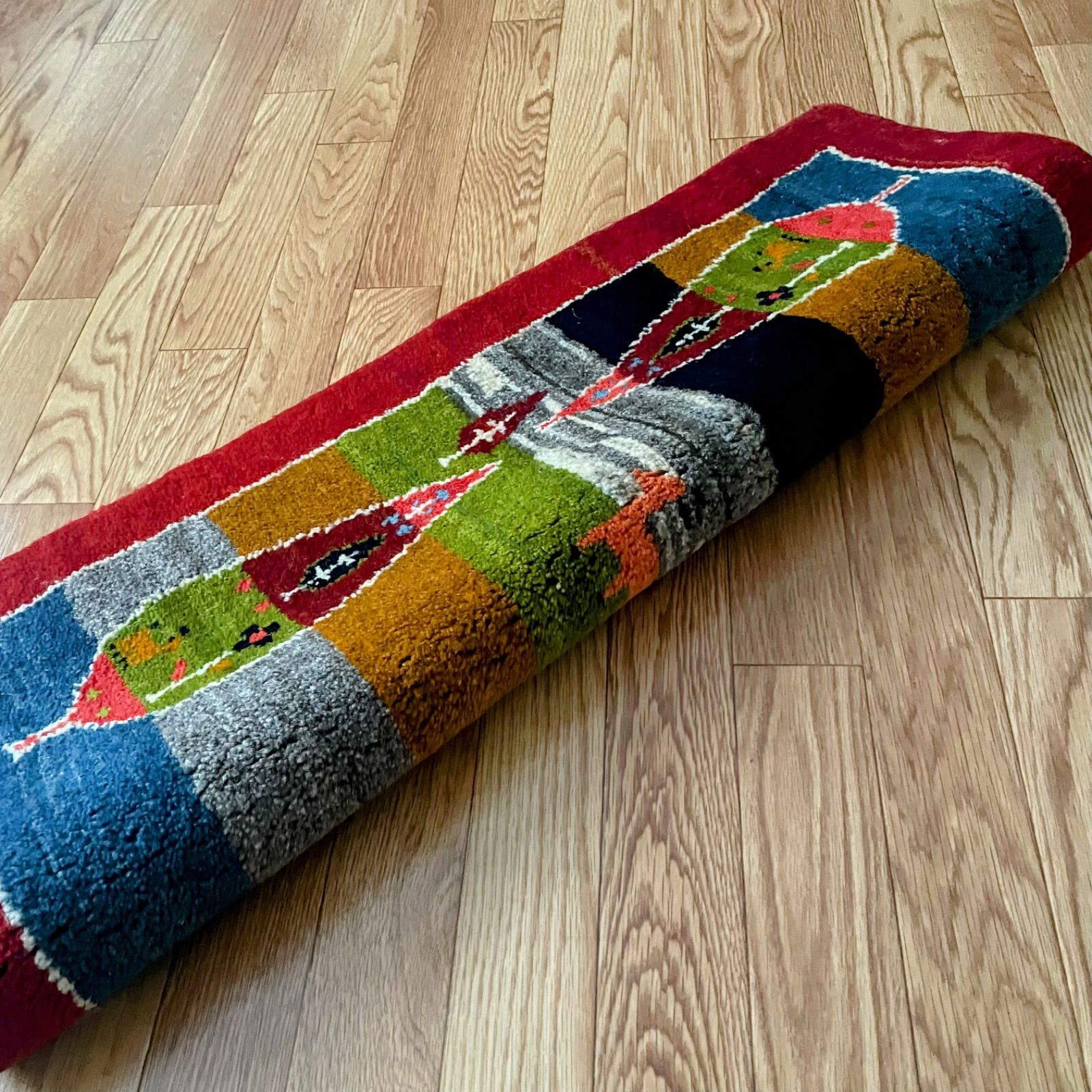 ペルシャ ギャッベ 61×91cm 本物 手織り Lolbaft (ロルバフト