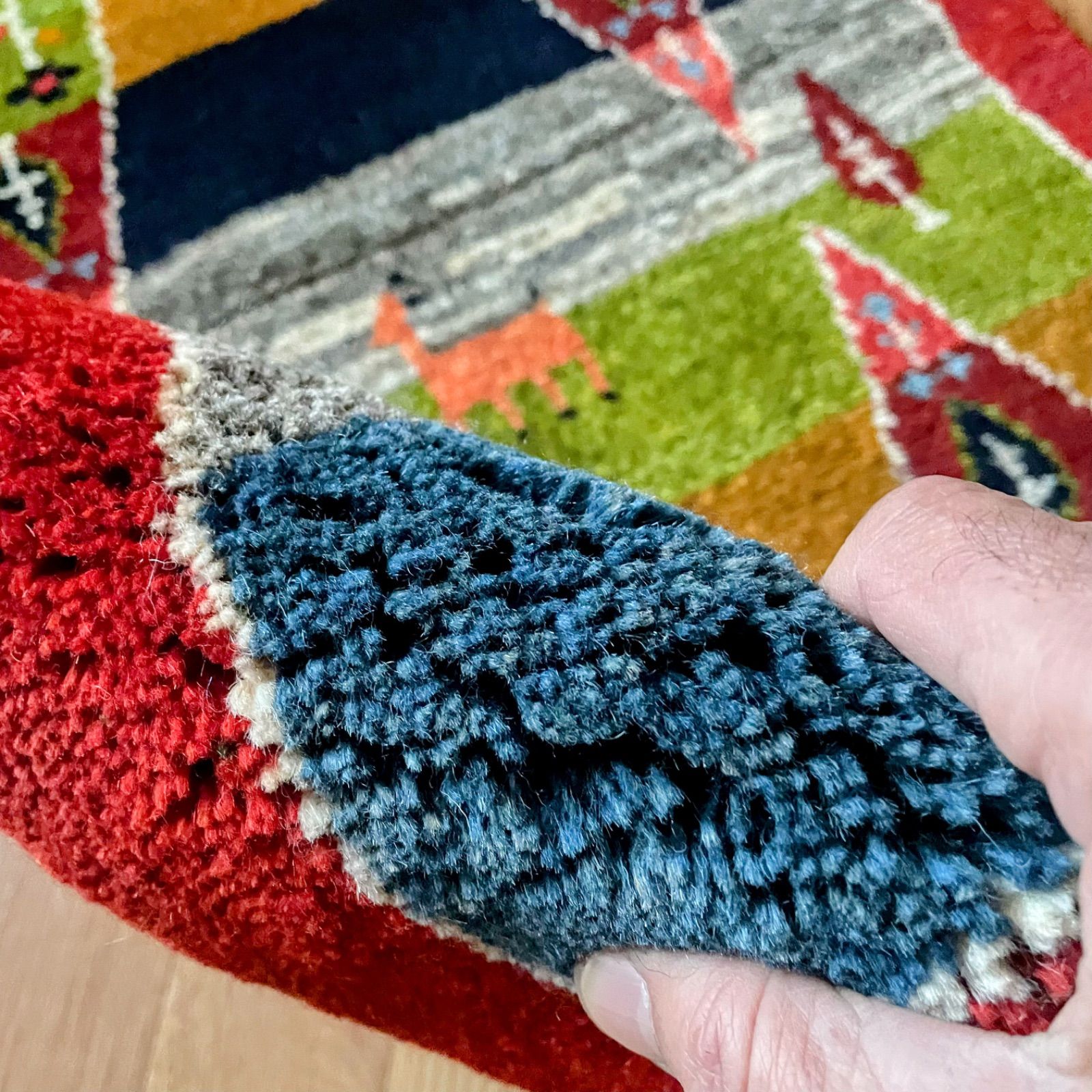 ペルシャ ギャッベ 61×91cm 本物 手織り Lolbaft (ロルバフト