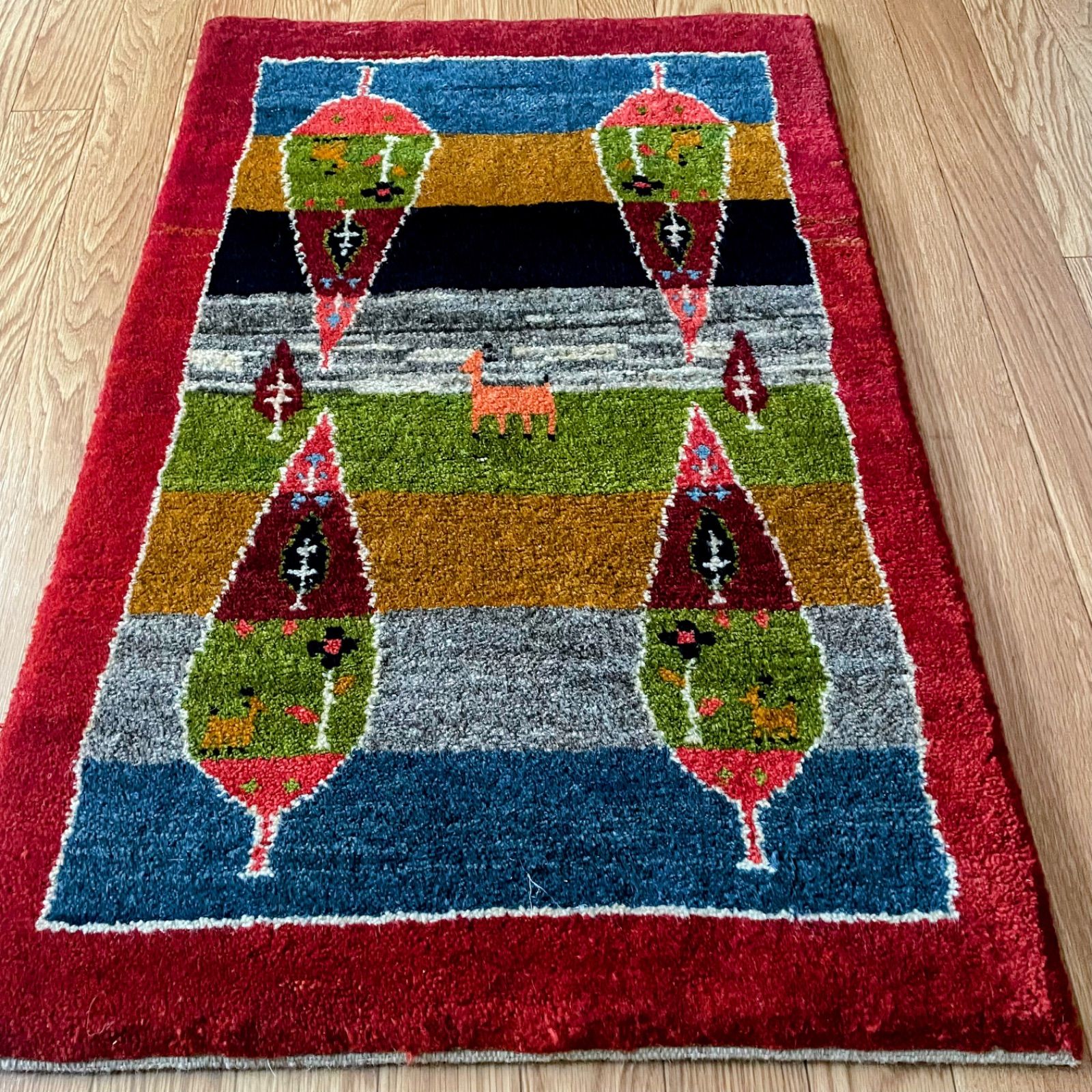 ペルシャ ギャッベ 61×91cm 本物 手織り Lolbaft (ロルバフト