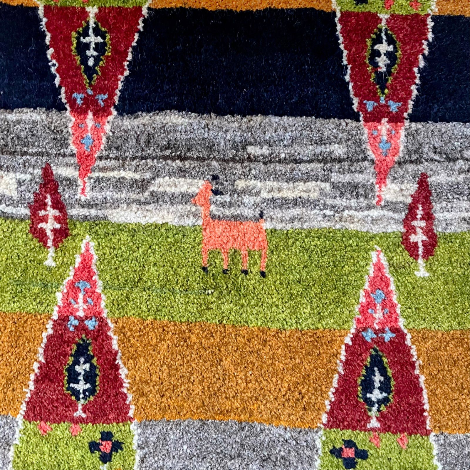 ペルシャ ギャッベ 61×91cm 本物 手織り Lolbaft (ロルバフト