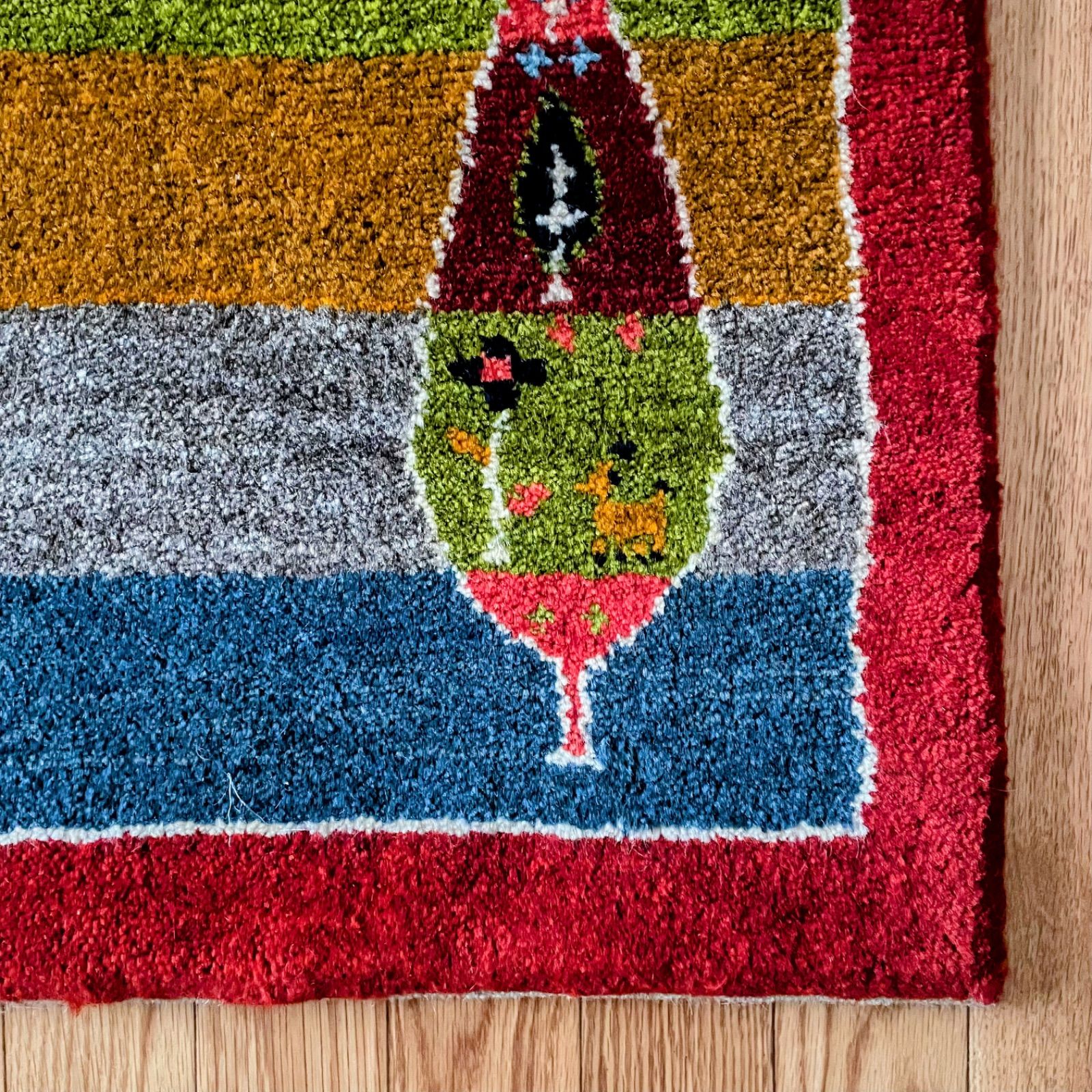 ペルシャ ギャッベ 61×91cm 本物 手織り Lolbaft (ロルバフト