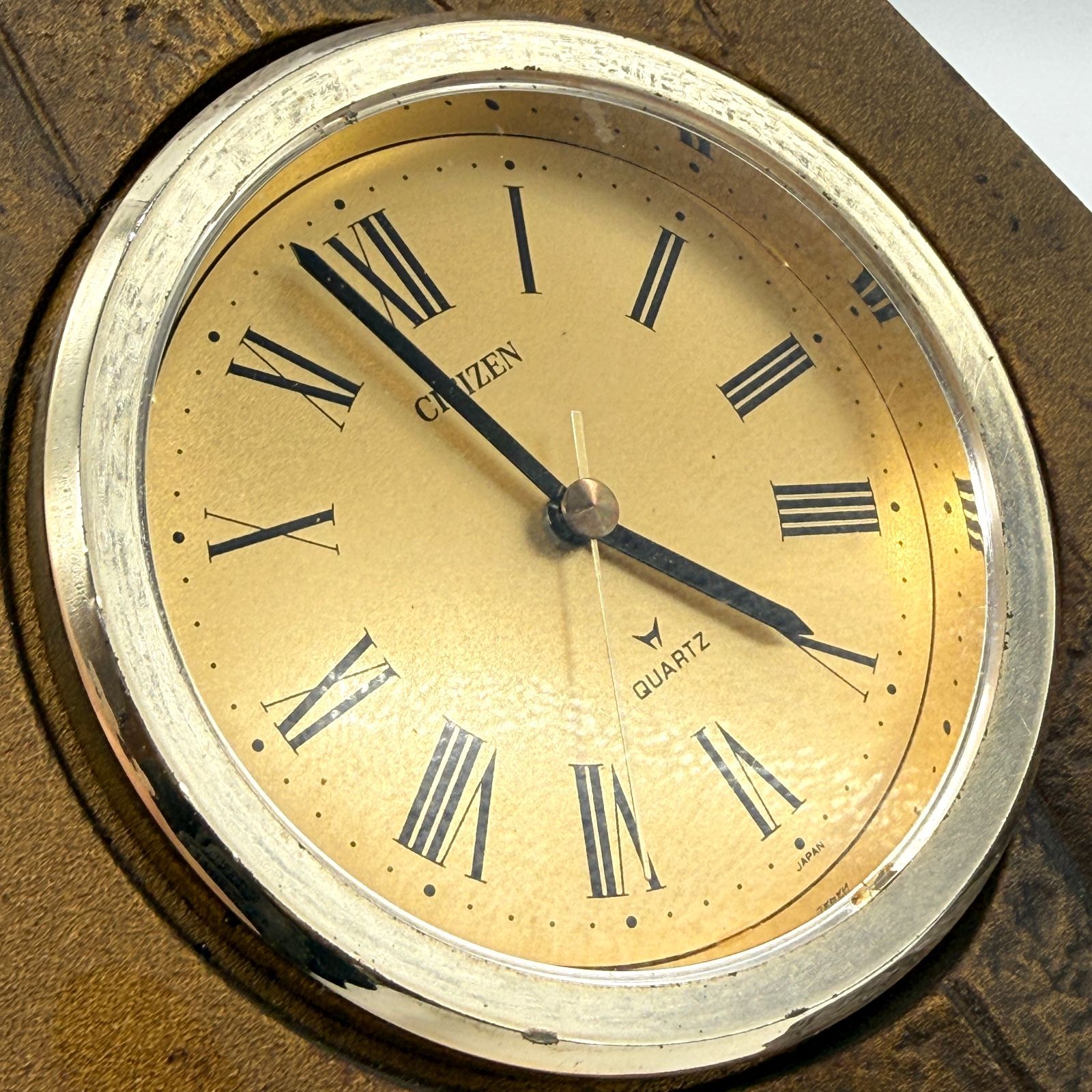 CITIZEN（シチズン）クォーツ置時計 金属製 ジャンク品 昭和レトロ