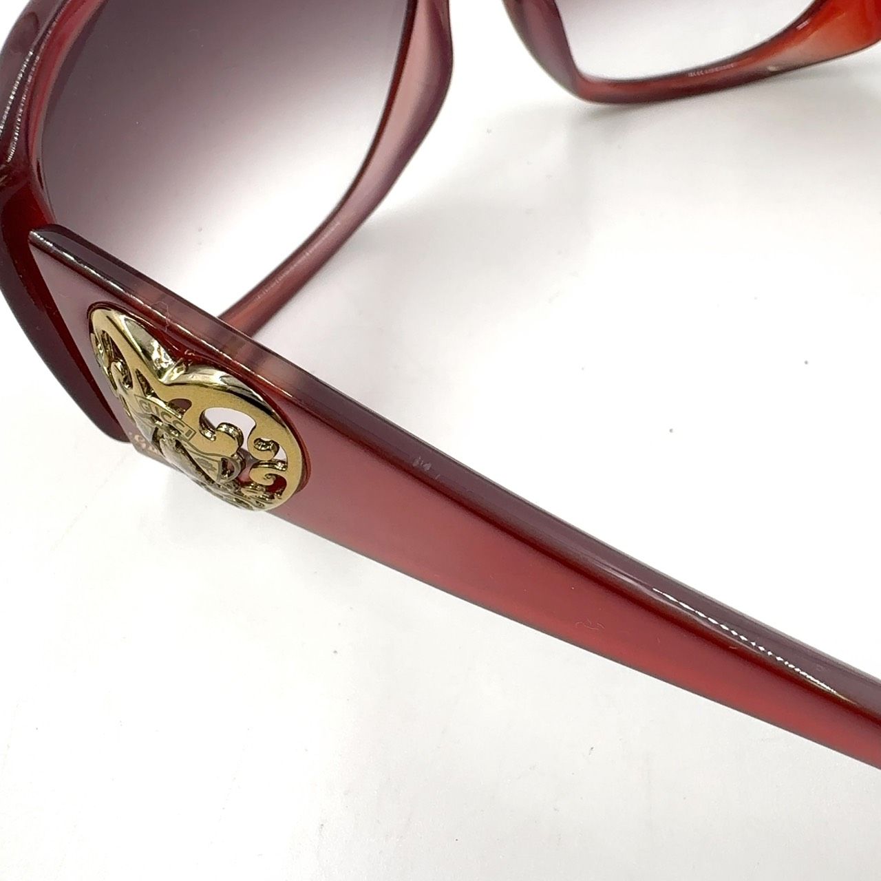 GUCCI クレスト ハート プラスチック ブラウン×ボルドー サングラス