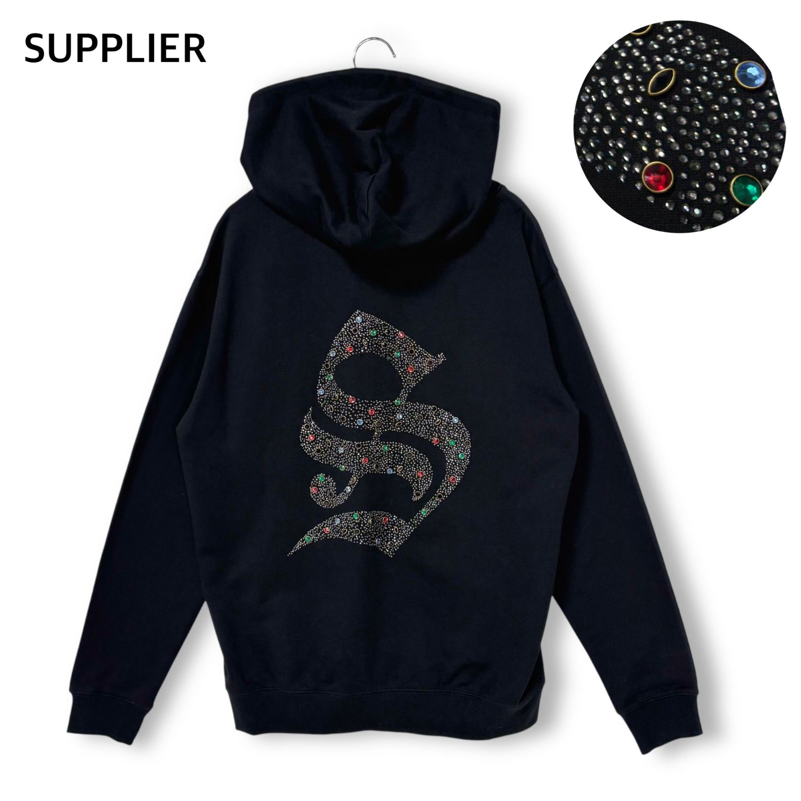 新品タグ付 SUPPLIER サプライヤー ラインストーン ジップパーカー