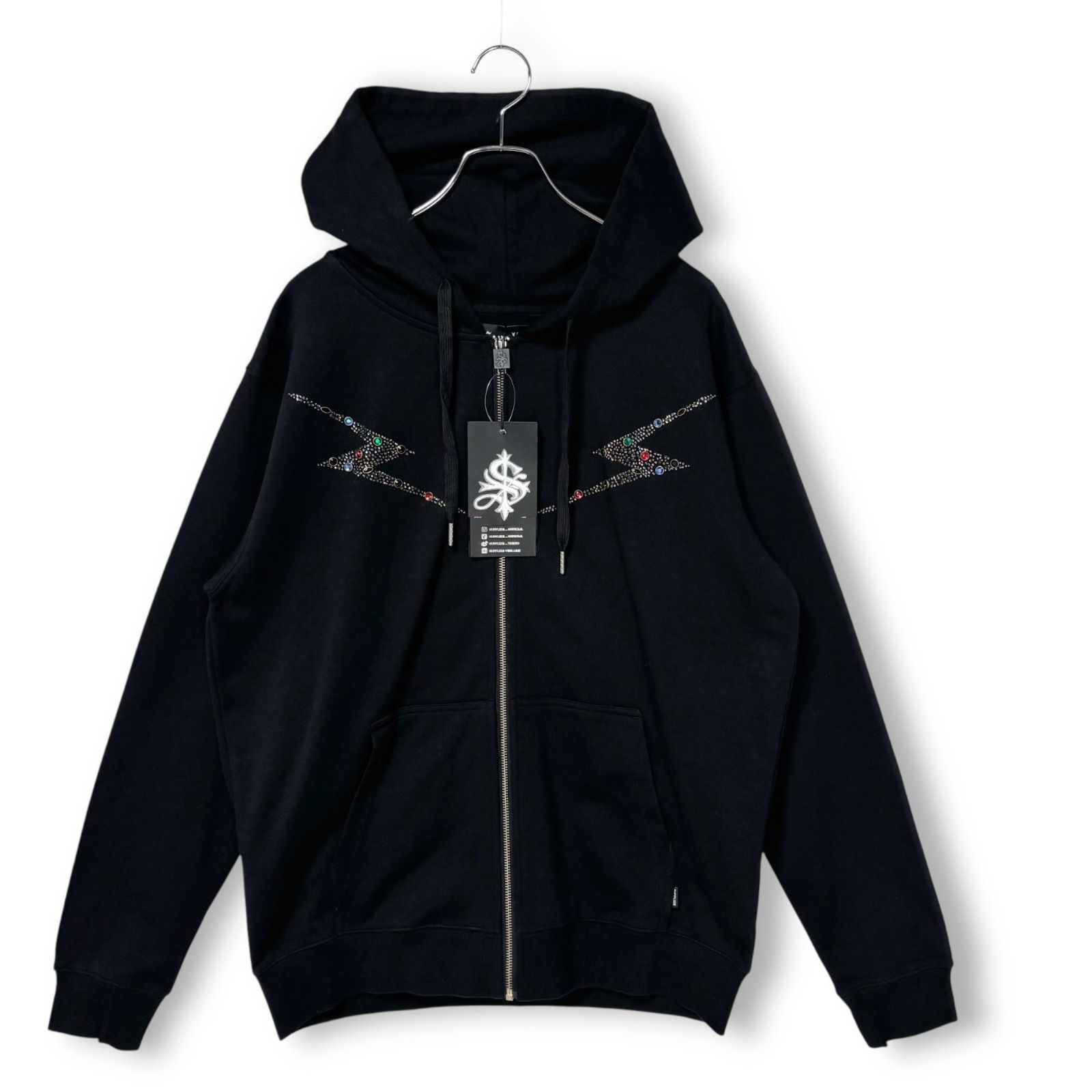 新品タグ付 SUPPLIER サプライヤー ラインストーン ジップパーカー