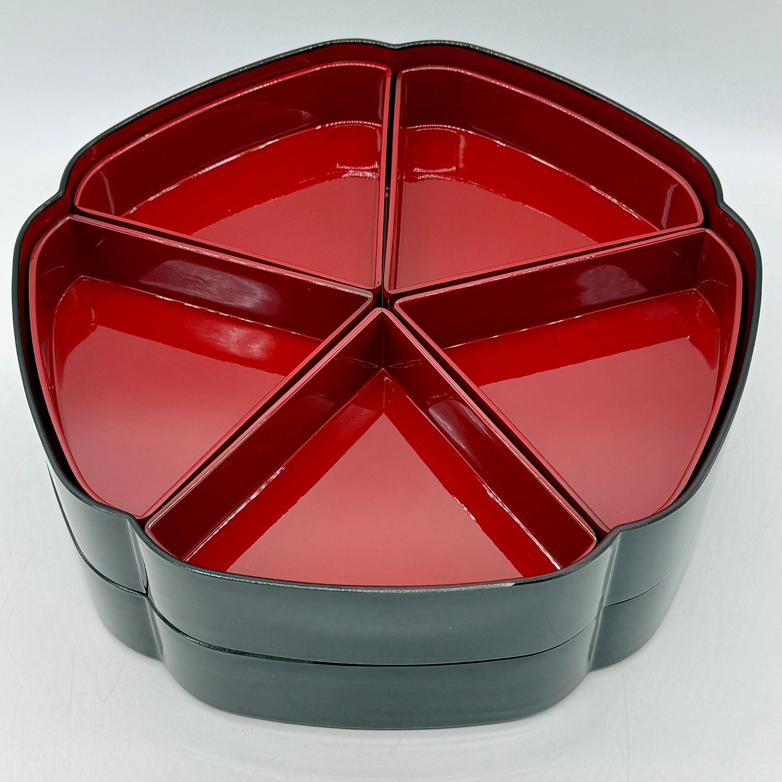 美品】山本寛斎（Kansai Yamamoto）デザイン燦花 漆器 梅型松花堂 二段