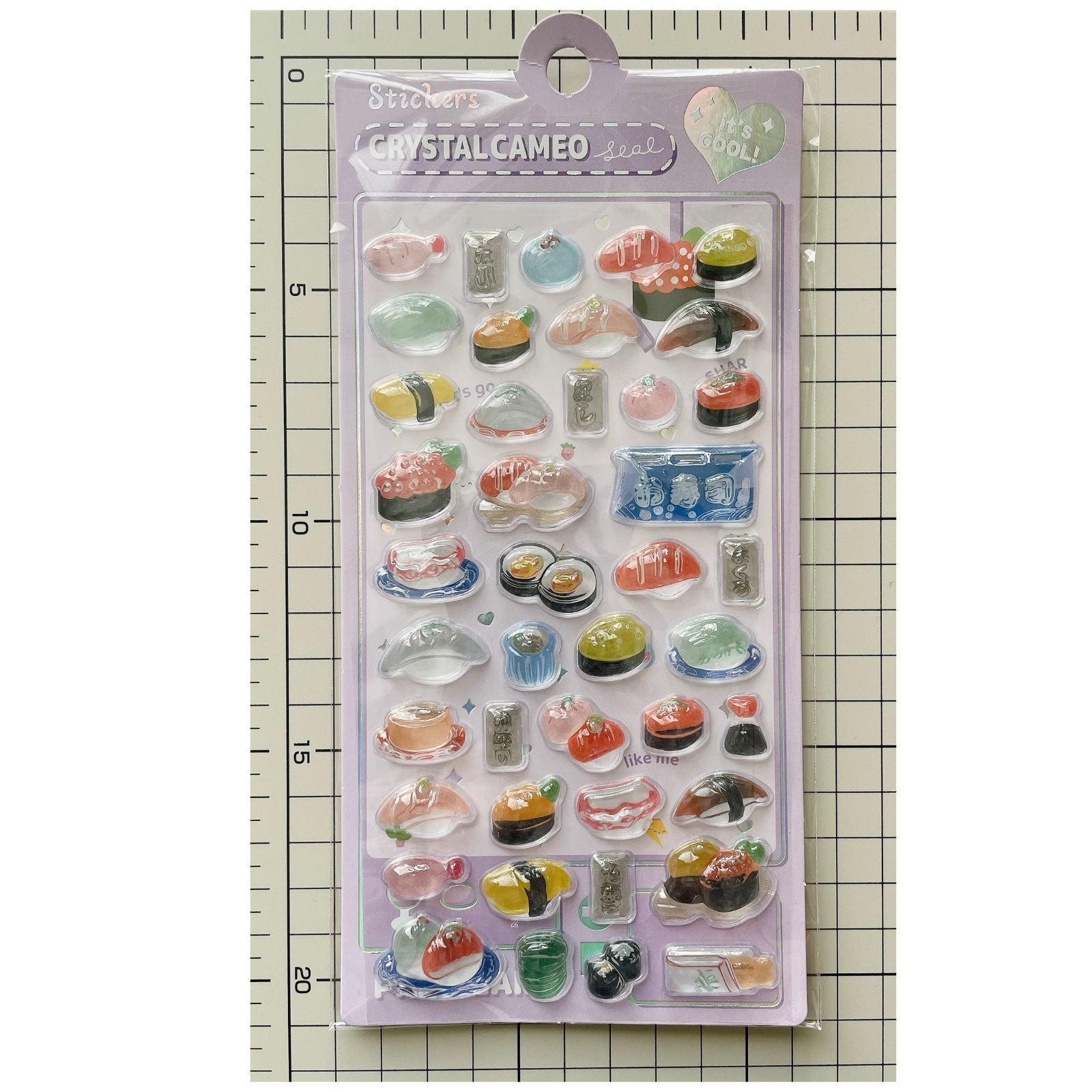 3種セット】3D立体シール 食べ物 お寿司 おにぎり 屋台 ぷくぷくシール 
