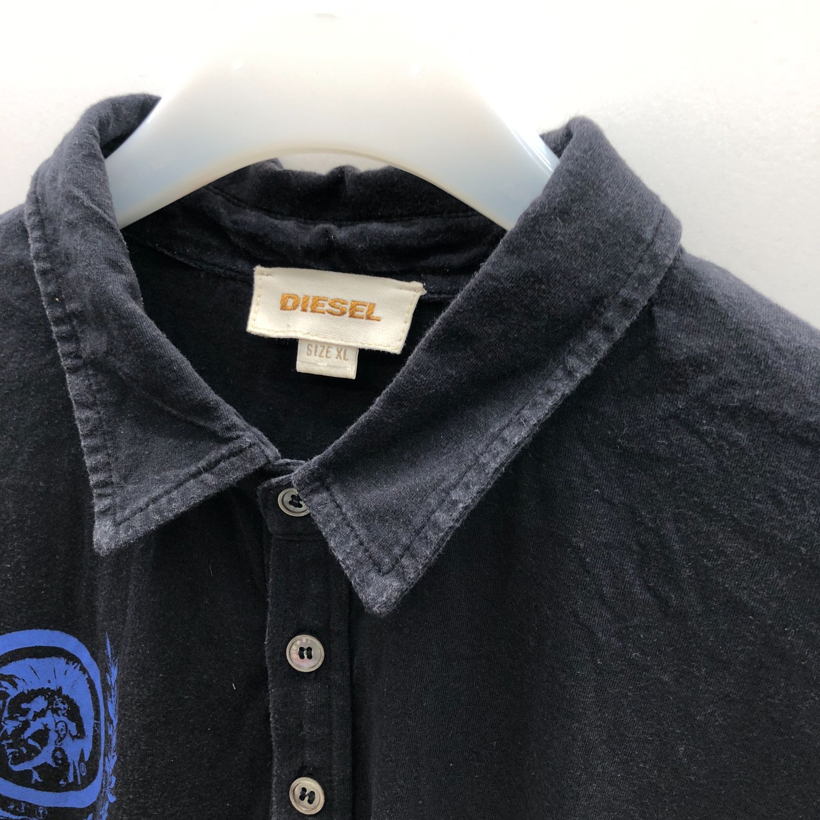 DIESEL メンズ 半袖 ポロシャツ 黒 ブラック XLサイズ ディーゼル 