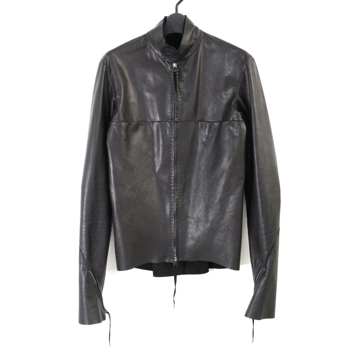 m.a+ エムエークロス zipped tall collar shirt カーフレザージップ