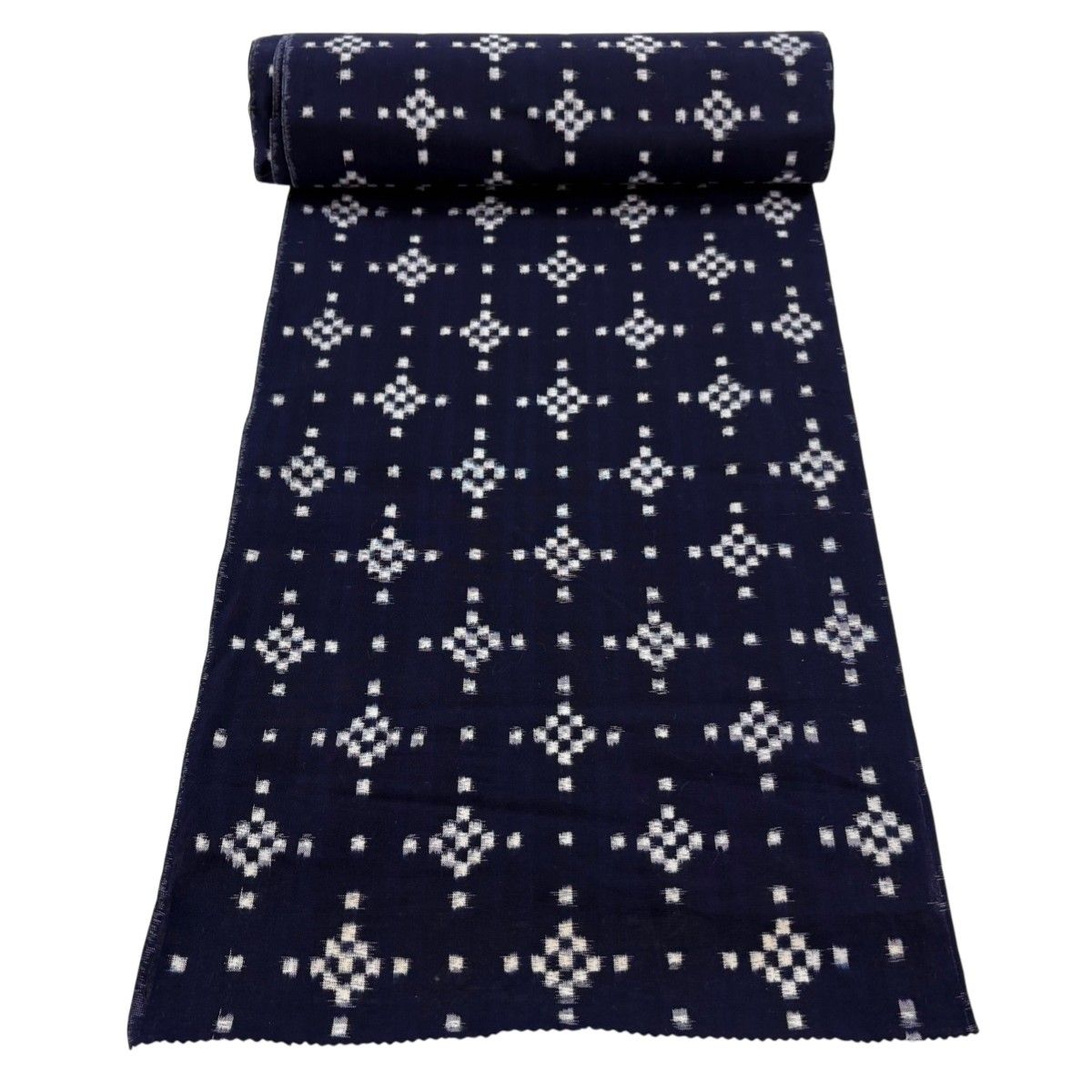 反物 逸品 紬 久留米かすり 証紙 幾何学模様 濃紺 綿 【中古】 - メルカリ