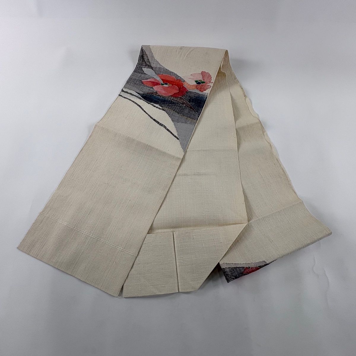 名古屋帯 逸品 渡文 証紙 八寸名古屋帯 松葉仕立て 草花 金銀糸