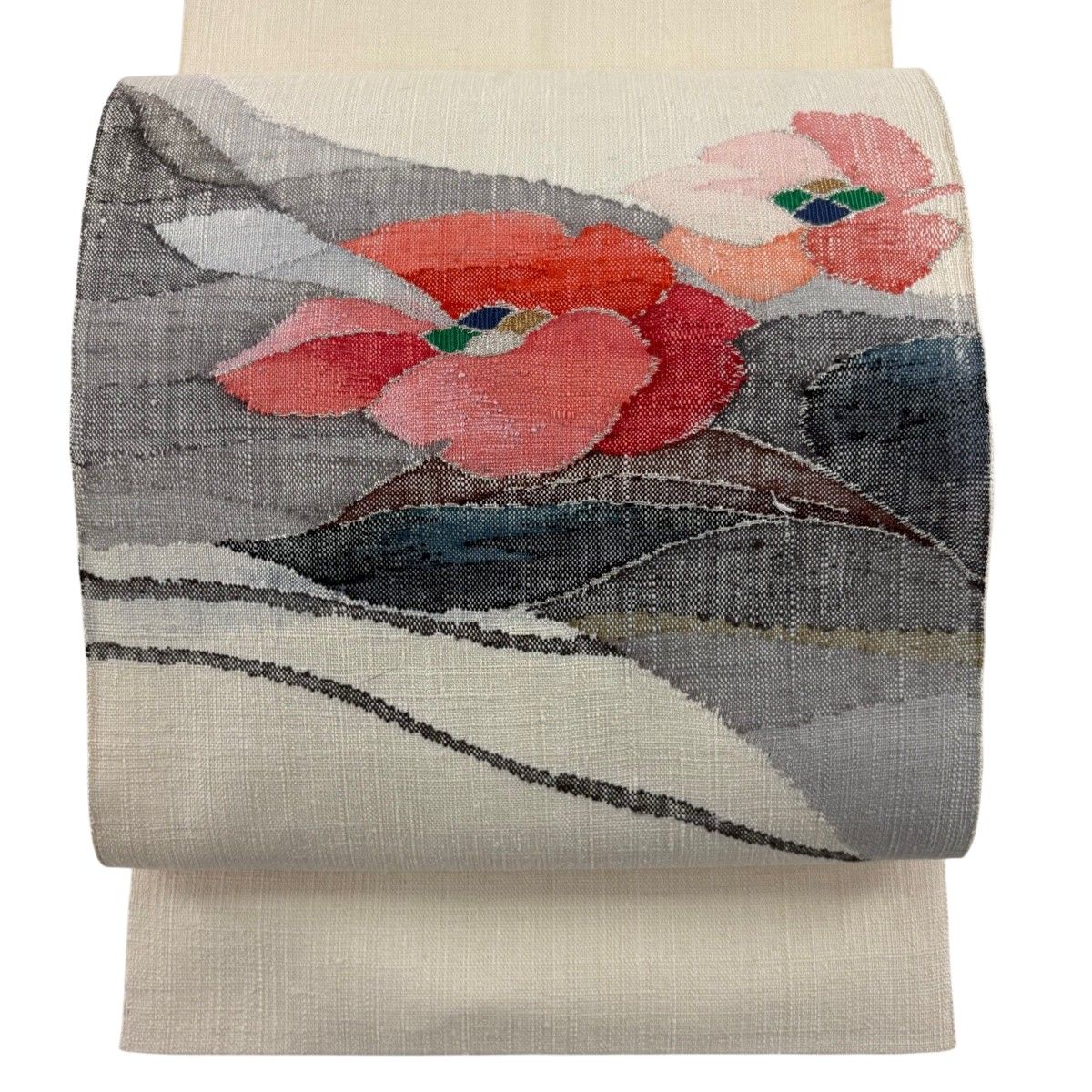 名古屋帯 逸品 渡文 証紙 八寸名古屋帯 松葉仕立て 草花 金銀糸