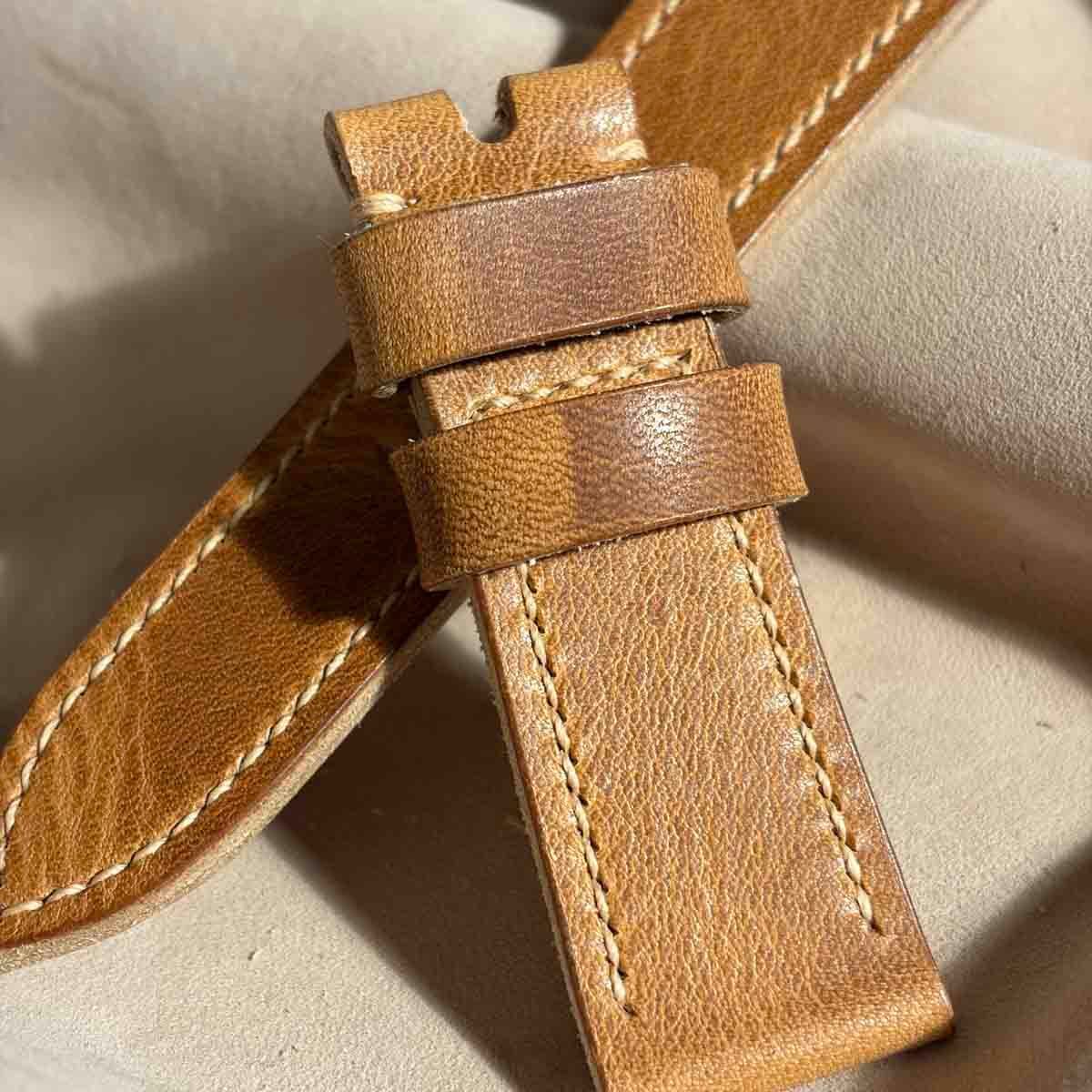 hor-249 HORWEEN ダービー / ナチュラル 腕時計ベルト (ラグ24mm