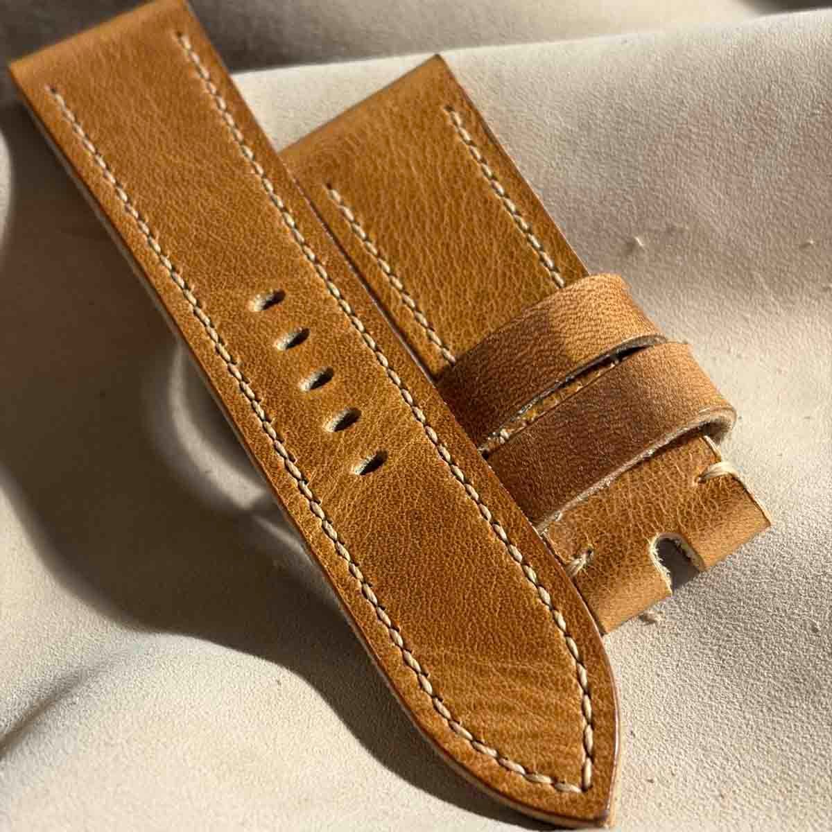 hor-249 HORWEEN ダービー / ナチュラル 腕時計ベルト (ラグ24mm