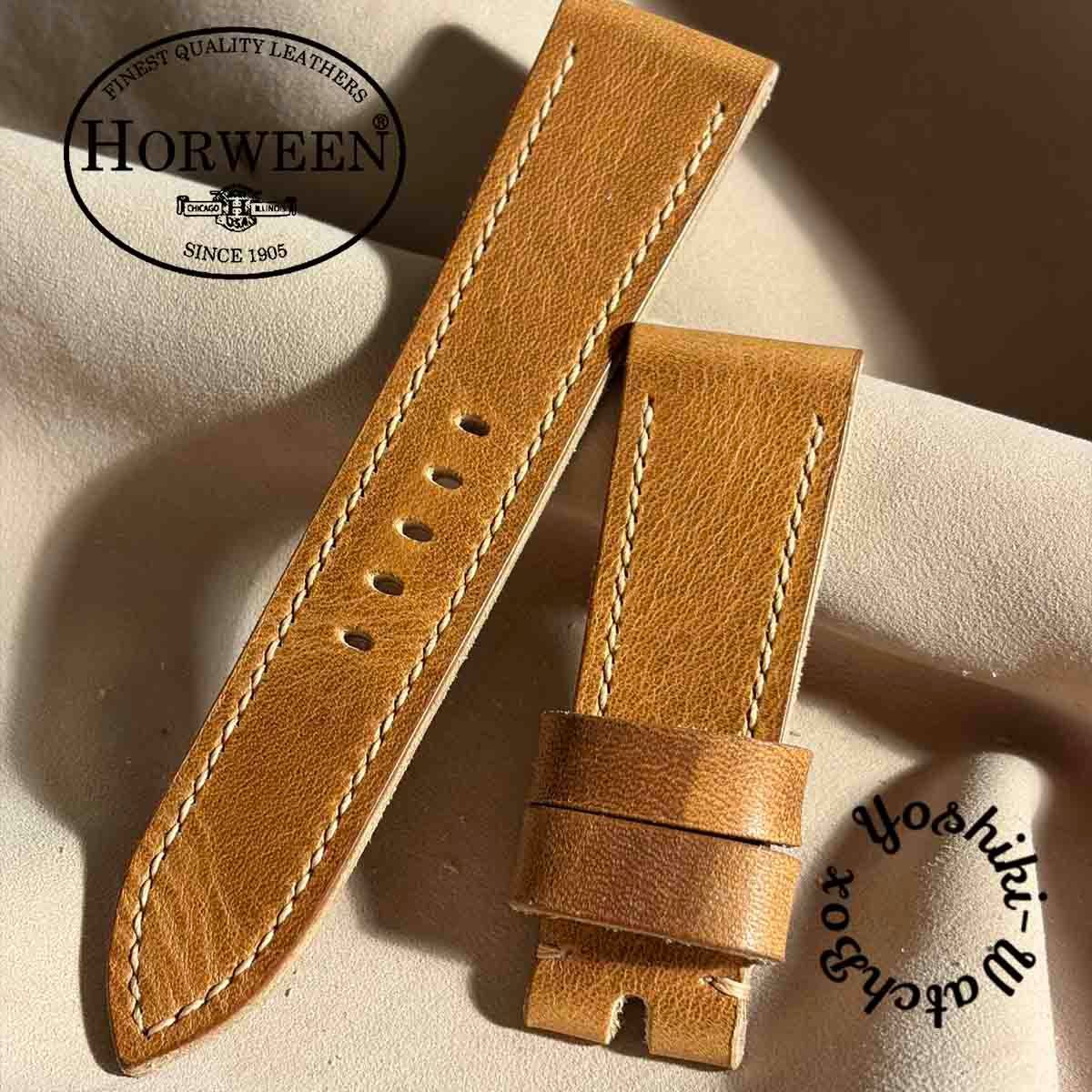 hor-249 HORWEEN ダービー / ナチュラル 腕時計ベルト (ラグ24mm