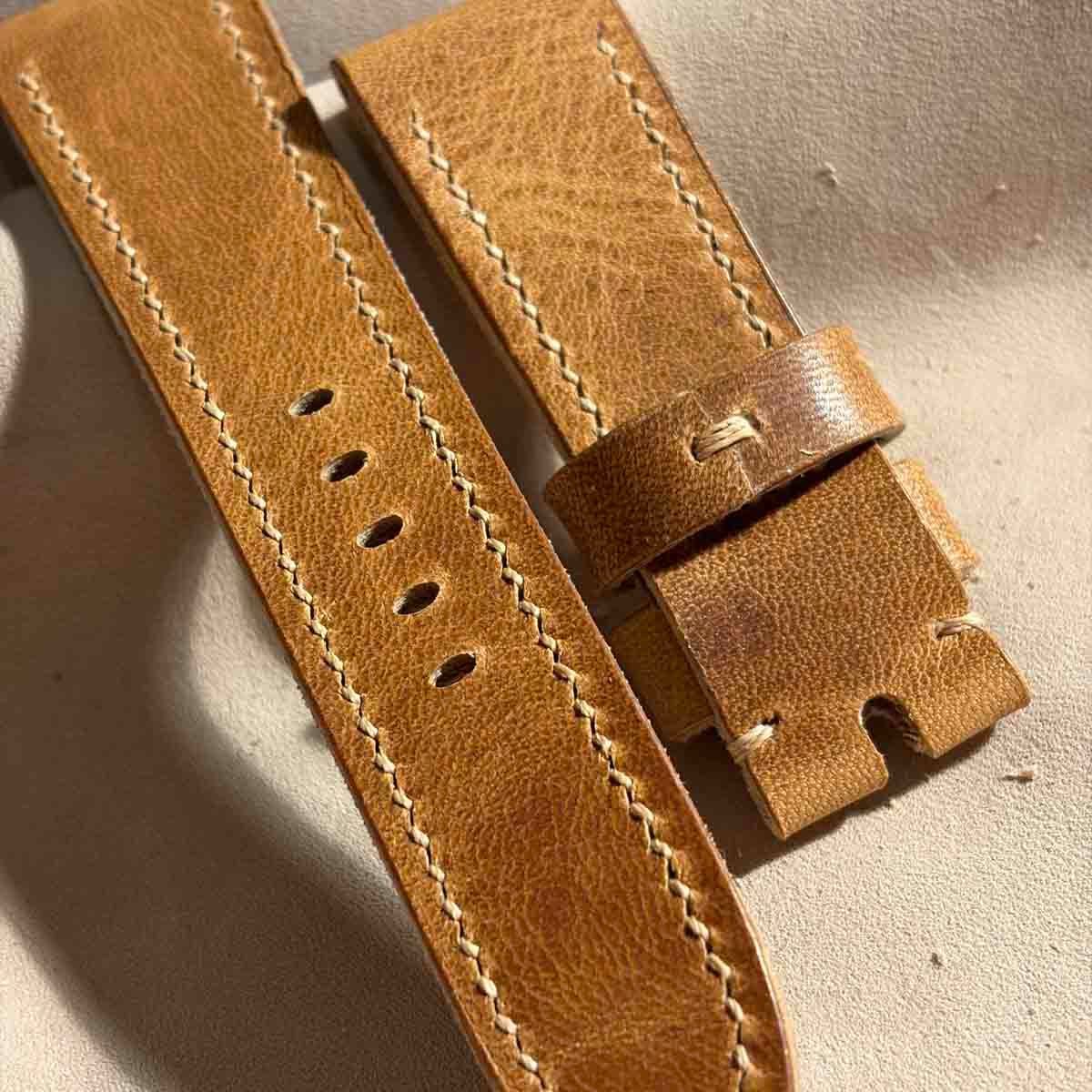 hor-249 HORWEEN ダービー / ナチュラル 腕時計ベルト (ラグ24mm