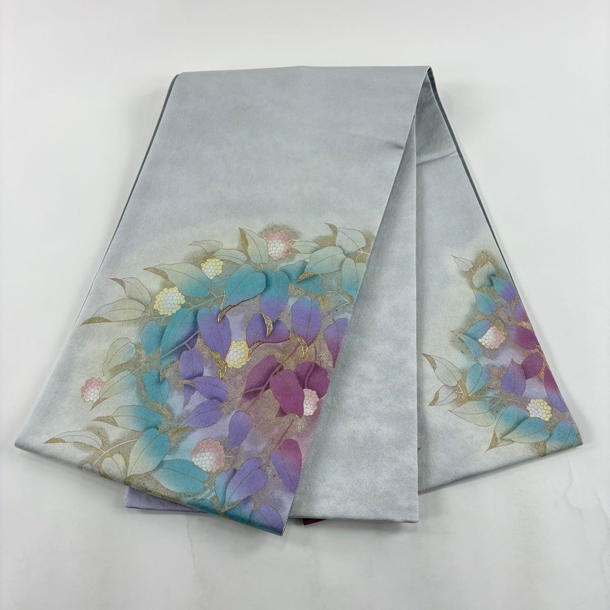 袋帯 秀品 枝花 銀通し 金彩 灰色 お太鼓柄 正絹 【中古】 - メルカリ