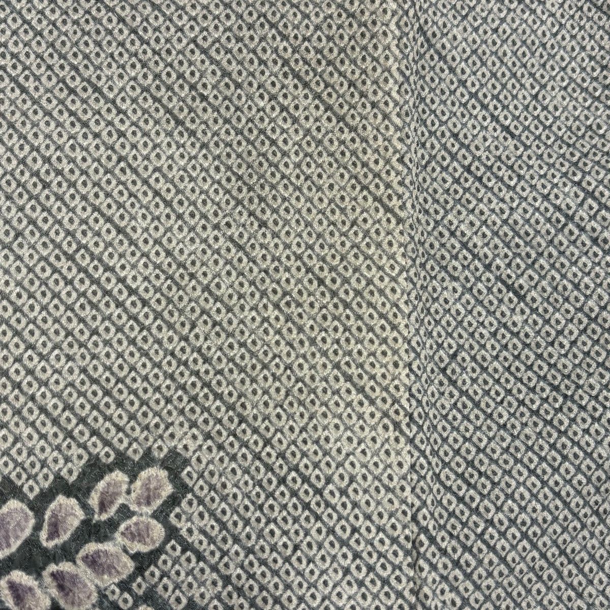 付下げ 身丈152.5cm 裄丈62cm S 袷 辻が花 ぼかし 総絞り 灰緑 正絹