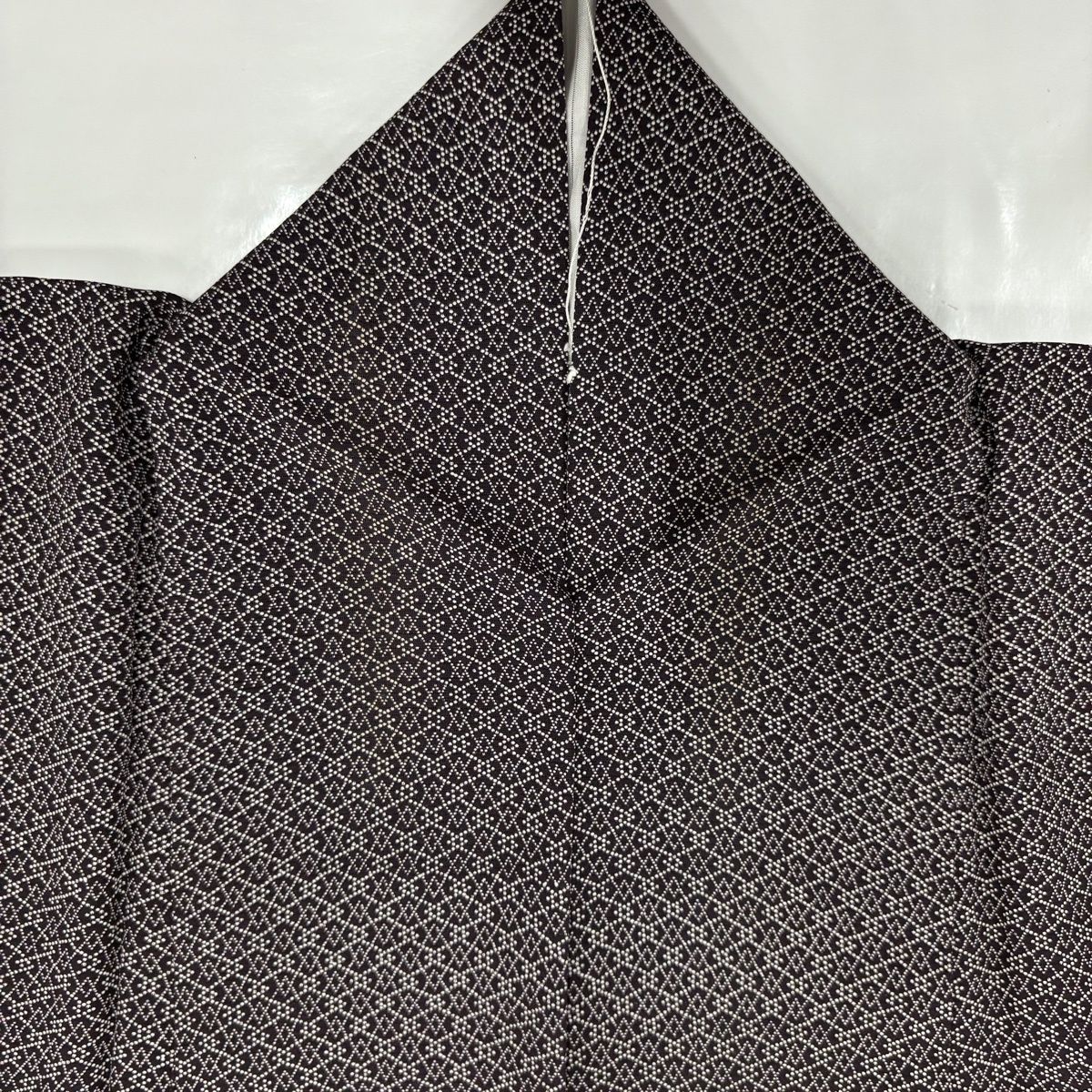 江戸小紋 身丈152.5cm 裄丈62cm S 薄物 絽 落款 幾何学模様 濃紫 正絹