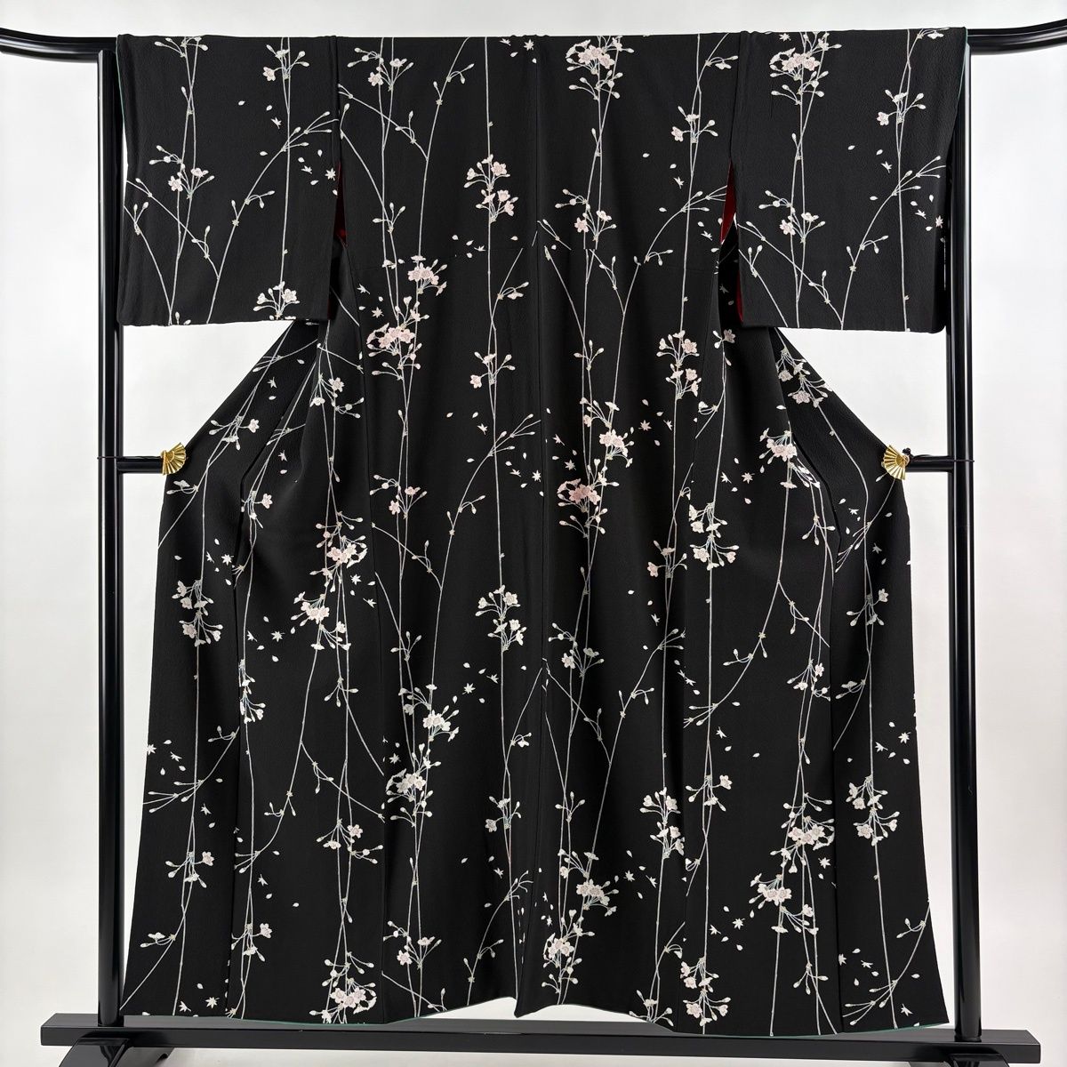 小紋 身丈154cm 裄丈66cm M 袷 桜 楓 黒 正絹 秀品 【中古】 - メルカリ