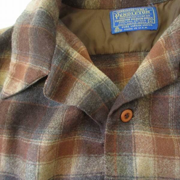70s USA製 PENDLETON チェック柄 ボードシャツ XL ペンドルトン ウール
