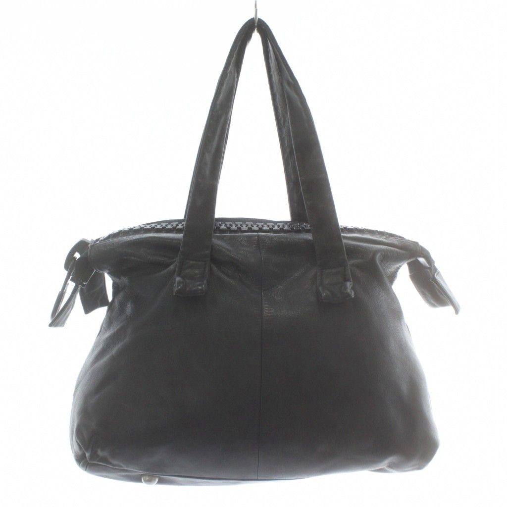 カワカワ kawa-kawaトートバッグ レザー ビッグファスナー 黒 ブラック