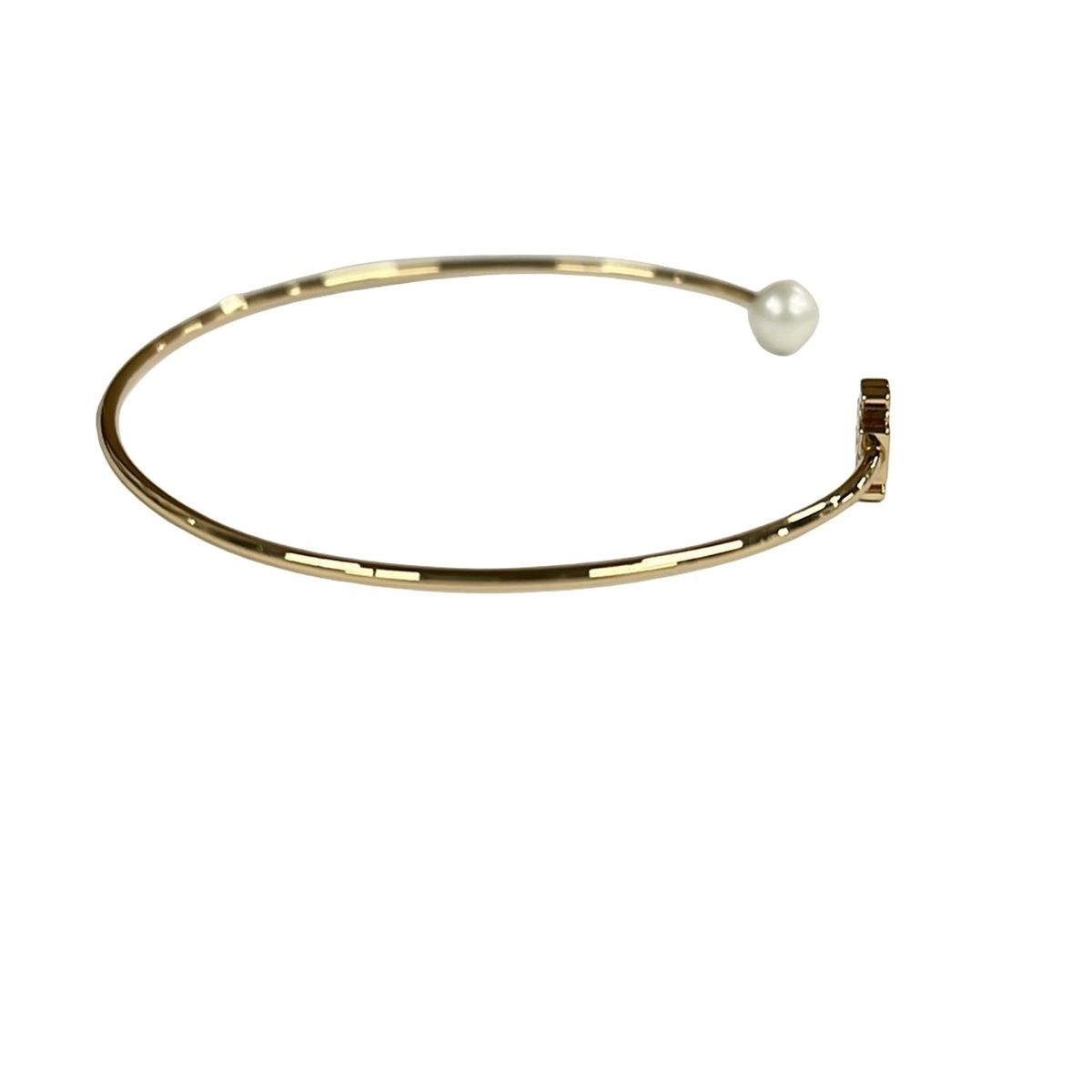 TORY BURCH(トリーバーチ) バングル美品  キラ パール カフ 157968 ゴールド×アイボリー フェイクパール