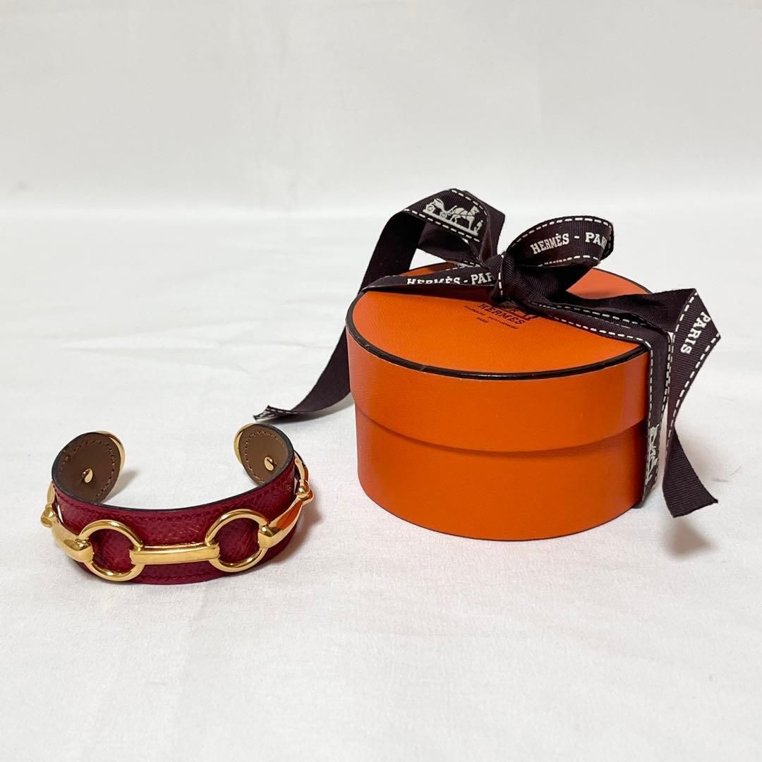 HERMES エルメス ホースビット バングル クシュベル レザー ルージュ