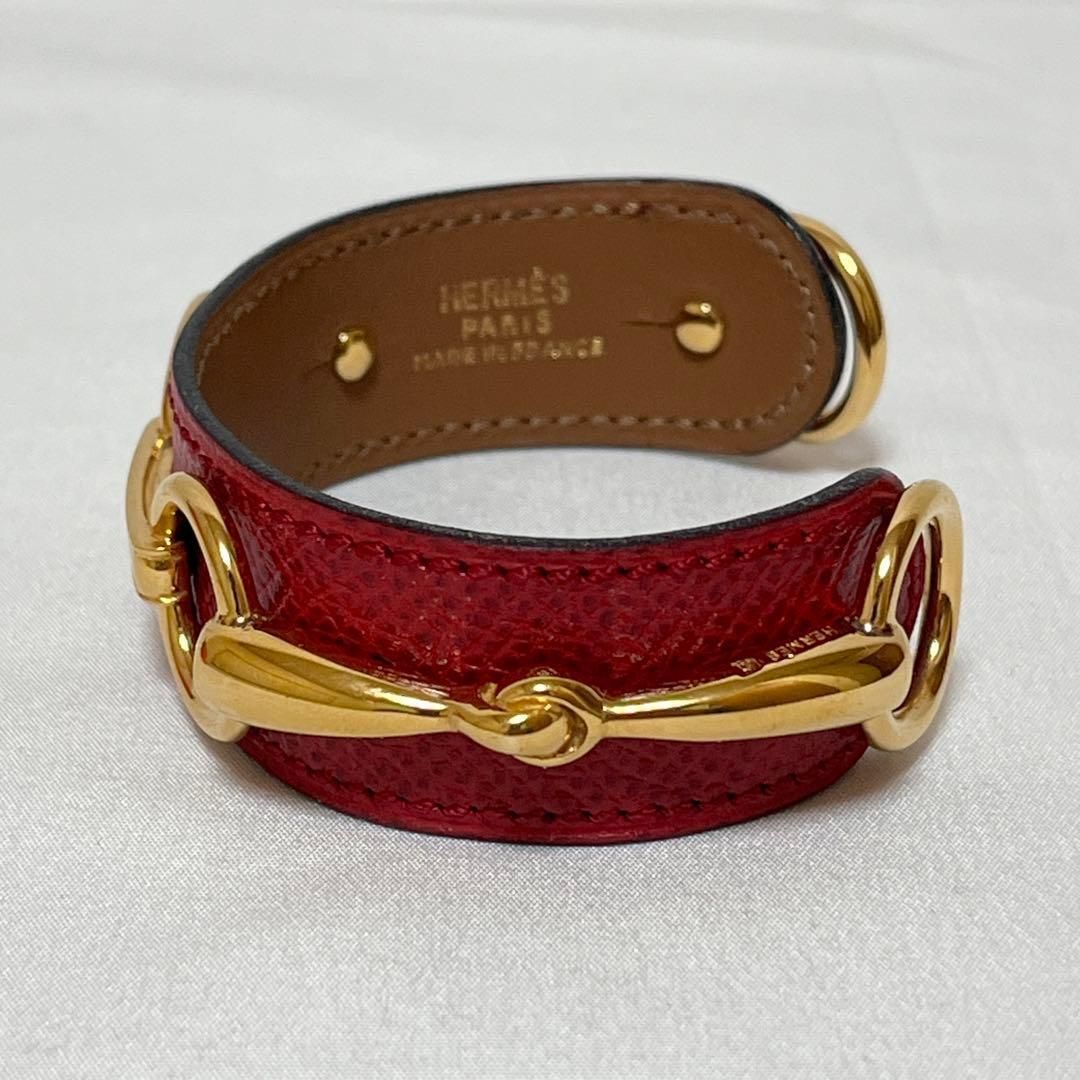 HERMES エルメス ホースビット バングル クシュベル レザー ルージュ