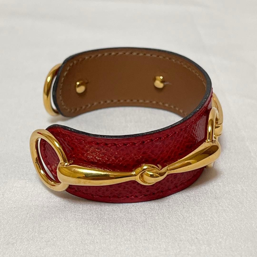 HERMES エルメス ホースビット バングル クシュベル レザー ルージュ 