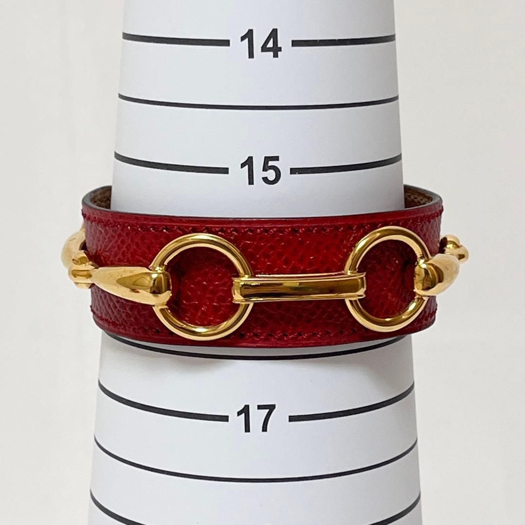 HERMES エルメス ホースビット バングル クシュベル レザー ルージュ