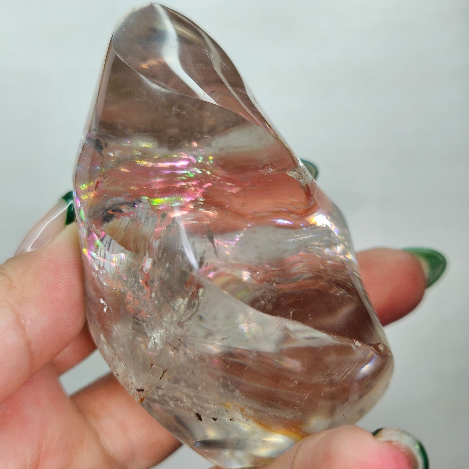 虹入りライモナイトインクォーツ✨フレイム✨炎🔥フリーフォーム