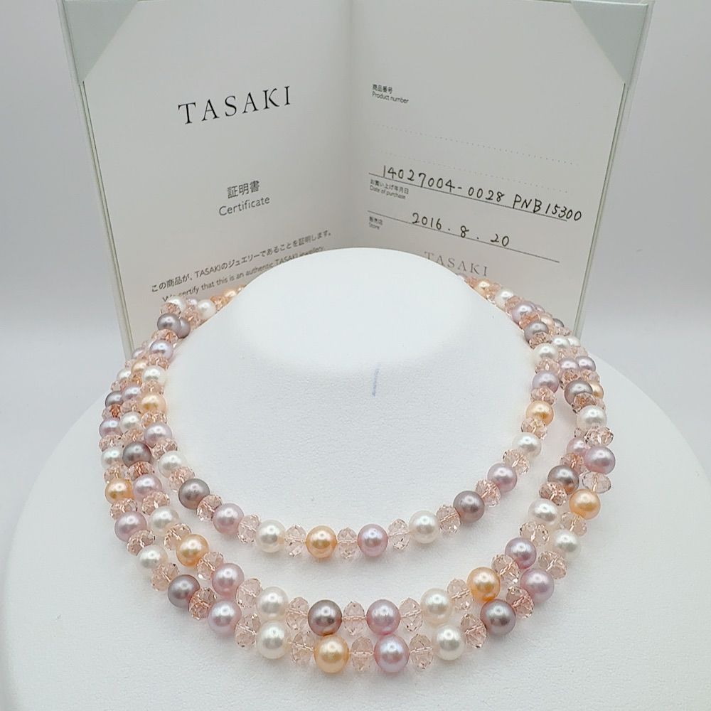 □ 田崎真珠 TASAKI パール ネックレス 本真珠ネックレス アコヤブルー