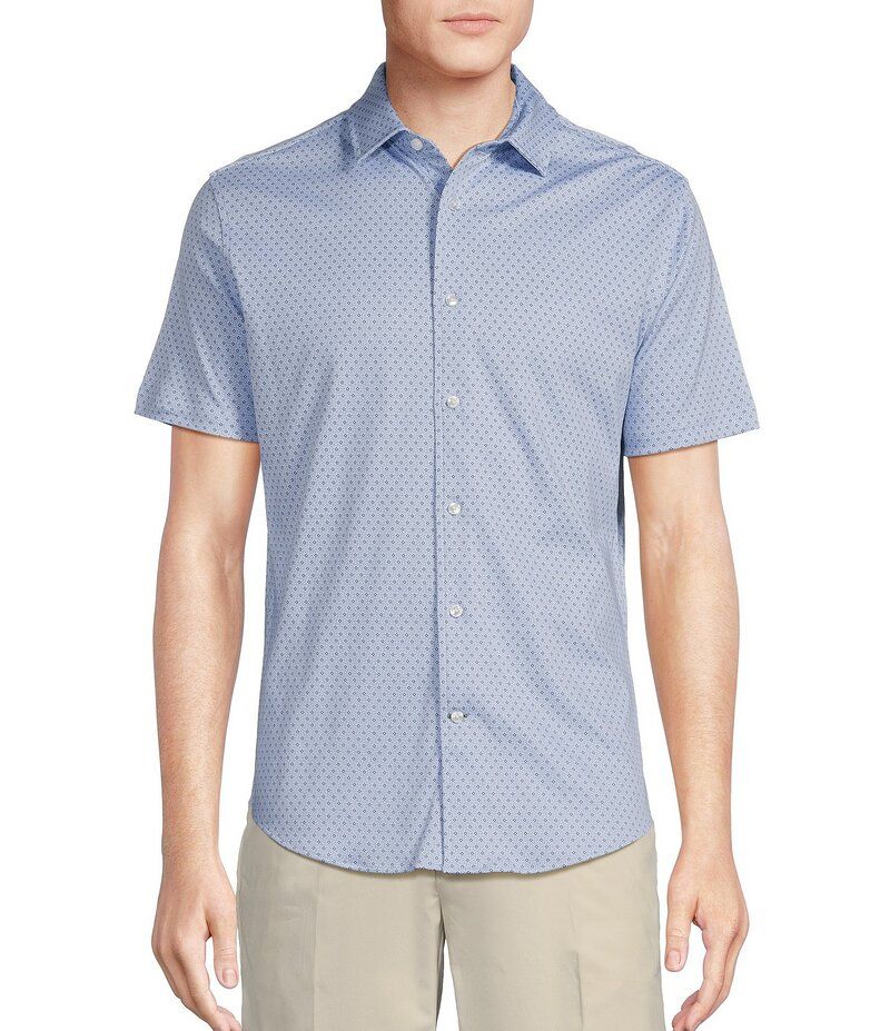新作入荷，SALE ダニエル クレミュ メンズ トップス シャツ プリント ミニ Daniel Cremieux Signature Label Mini Geo Print Short Sleeve Shirt Windsurf Blue ブルー 長袖シャツ