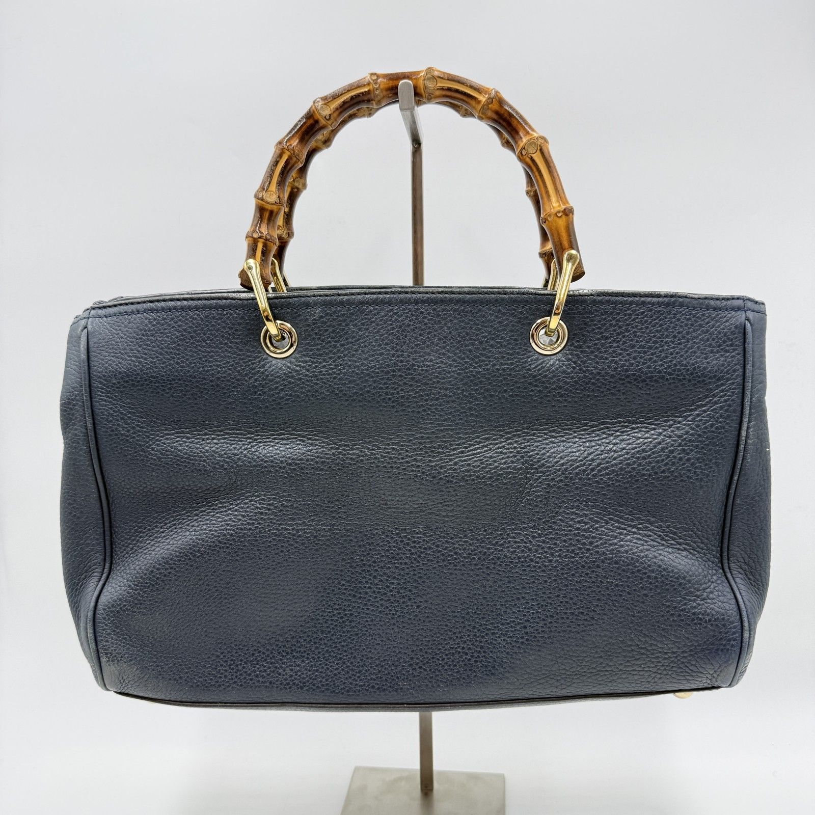 GUCCI（グッチ）バンブーショッパー 2WAYハンドバッグ レザー ネイビー