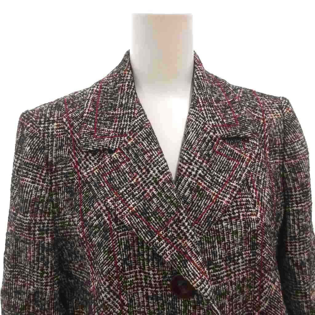 レリアン Leilian テーラードジャケット シルク 絹 チェック 42 白